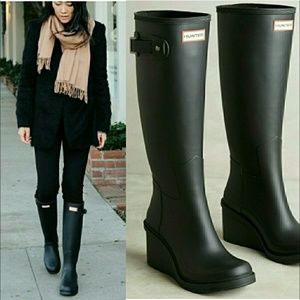 hunter original refined wedge rain boot